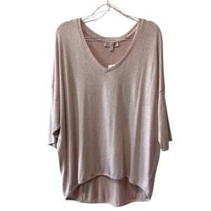 Philosophy Heathered V-Neck Top 3 Quarter Sleeve Knit Top Blush Size 2X